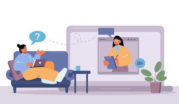 Sesión de terapia en línea